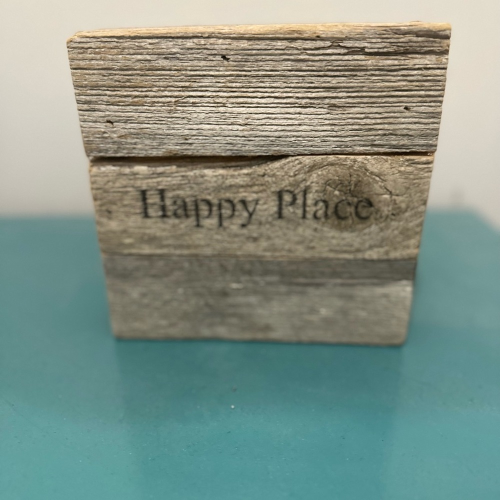Small wooden happy place decor